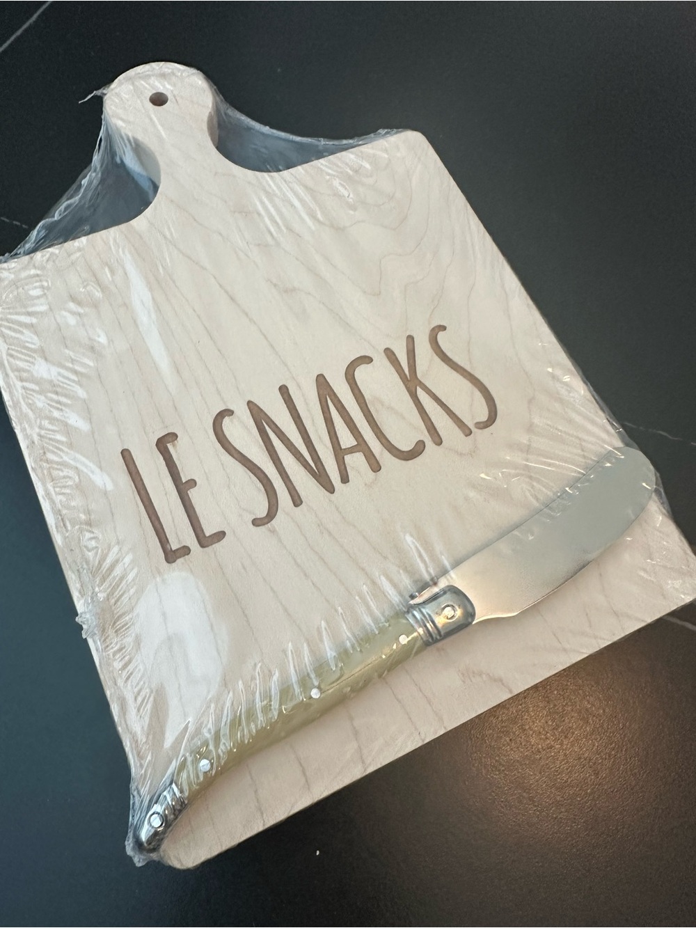Le Snacks Wooden Serving Paddle with Cream Spreader 8.5”x6” etched lettering
